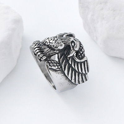 304 Stainless Steel Snake with Eagle Finger Rings for Men TH9949-4-1