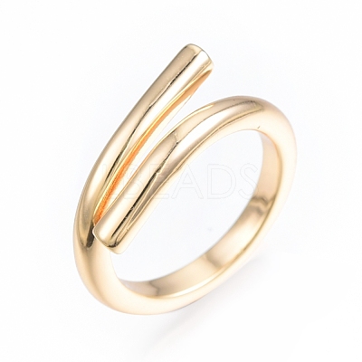 Brass Wire Wrap Open Cuff Ring for Women RJEW-T001-95G-1