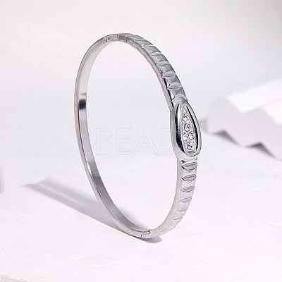 304 Stainless Steel Rhinestone Hinged Bangles for Women FS-WGE0196-01-1