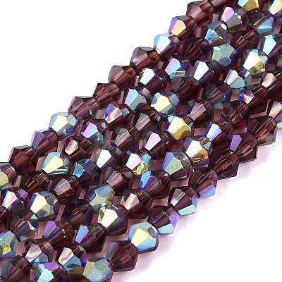 AB Color Plated Transparent Glass Beads Strands GLAA-G127-01-01K-1