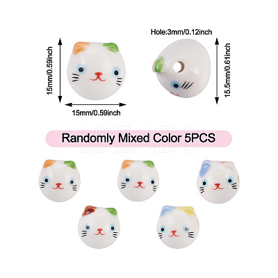 5Pcs Printed Handmade Porcelain Ceramic Beads PORC-TADJ0001-02-1
