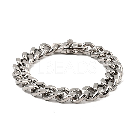 304 Stainless Steel Cuban Link Chain Bracelet NJEW-D050-02G-P-1