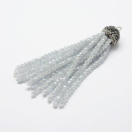 Electroplate Glass Bead Tassel Big Pendants EGLA-P023-12-1