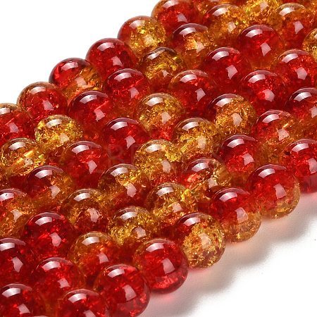 Spray Painted Crackle Glass Beads Strands CCG-Q002-10mm-10-1