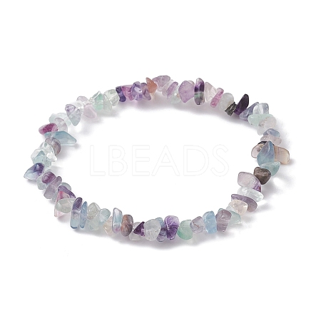 Natural Fluorite Chips Beaded Stretch Bracelets for Women BJEW-JB10046-11-1