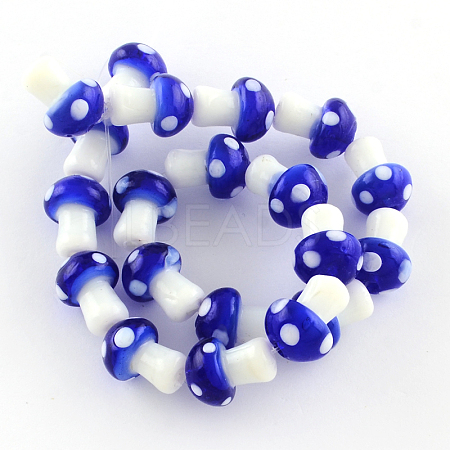 Mushroom Handmade Lampwork Beads Strands X-LAMP-R116-12-1