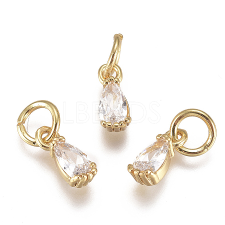 Brass Micro Pave Cubic Zirconia Charms ZIRC-F111-04G-09-1