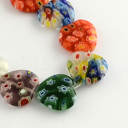 Heart Handmade Millefiori Glass Beads Strands LK-R004-28-1