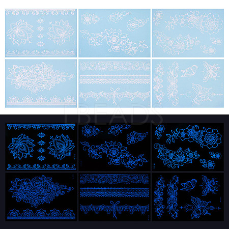 6 Sheets Luminous Paper Tattoo Stickers STIC-TAC0001-007B-1