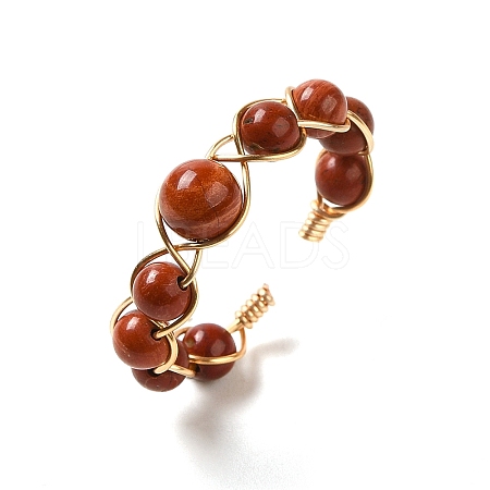 Adjustable Natural Carnelian with Brass Rings G-B075-01G-10-1