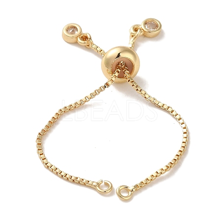 Rack Plating Adjustable Brass Box Chain Slider Bracelet Making KK-M285-03KCG-1