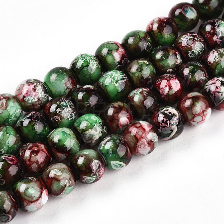 Baking Paint Glass Beads Strands X-DGLA-N003-8mm-A09-1