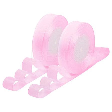 Breast Cancer Pink Awareness Ribbon Making Materials Sheer Organza Ribbon RS20mmY043-1