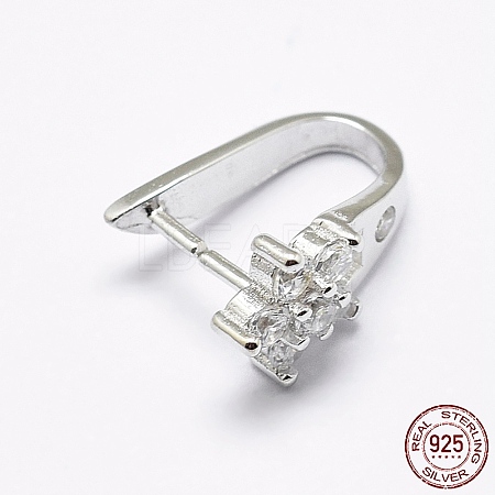 Rhodium Plated 925 Sterling Silver Micro Pave Cubic Zirconia Pendant Bails X-STER-P034-54P-1