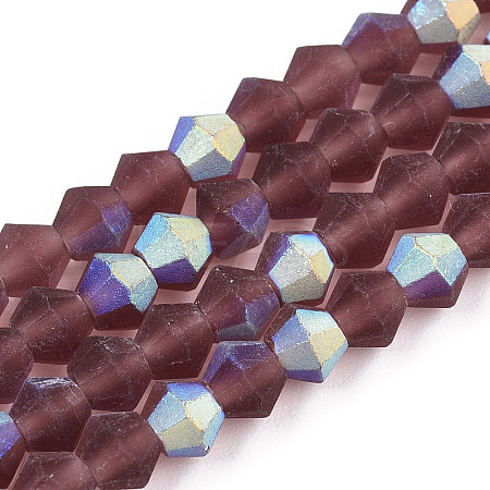 Imitate Austrian Crystal Bicone Frosted Glass Beads Strands GLAA-F029-TM2mm-A05-1