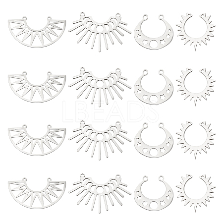 DICOSMETIC 16Pcs 4 Style 201 Stainless Steel Laser Cut Pendants STAS-DC0005-47-1