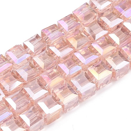 Electroplate Glass Beads Strands EGLA-D018-8x8mm-32-1