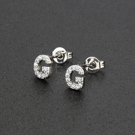 Brass Micro Pave Clear Cubic Zirconia Stud Earrings FS-WGC2F12-07-1