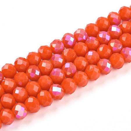 Electroplate Opaque Solid Color Glass Beads Strands EGLA-A044-P6mm-L03-1-1