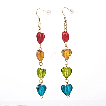 Handmade Silver Foil Glass Dangle Earring EJEW-JE04474-1