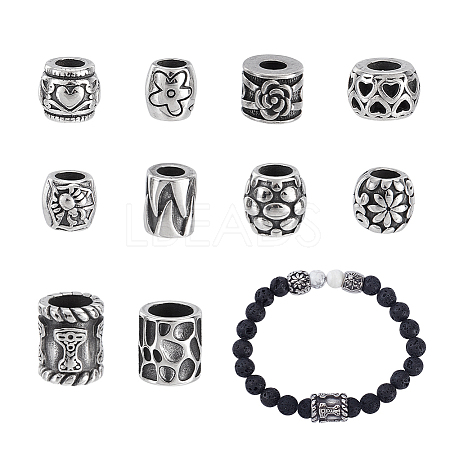10Pcs 10 Styles 304 Stainless Steel European Beads STAS-PH0006-73-1