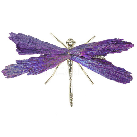 Electroplate Natural Tourmaline Insect Dragonfly Figurine PW23052281268-1