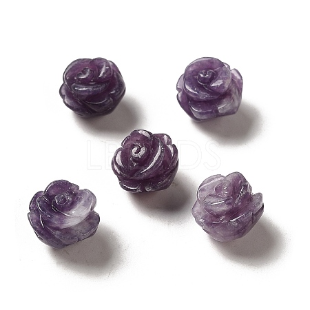 Natural Lepidolite/Purple Mica Carved Flower Scattered Beads G-O156-B-24-1