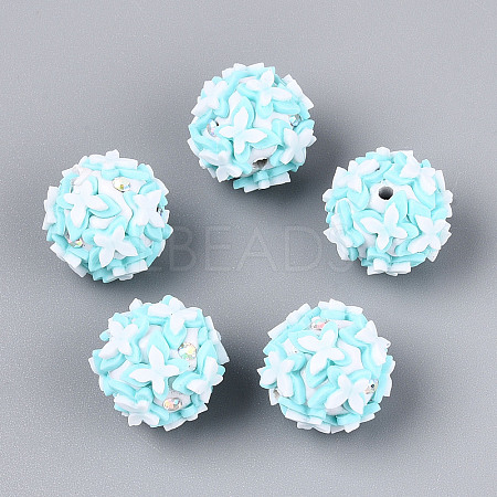 Handmade Polymer Clay Rhinestone and Resin Beads CLAY-T022-01C-1
