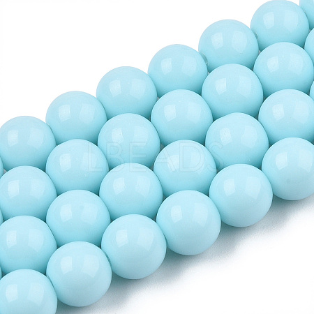 Opaque Solid Color Glass Beads Strands LS-GLAA-T032-P10mm-10-1