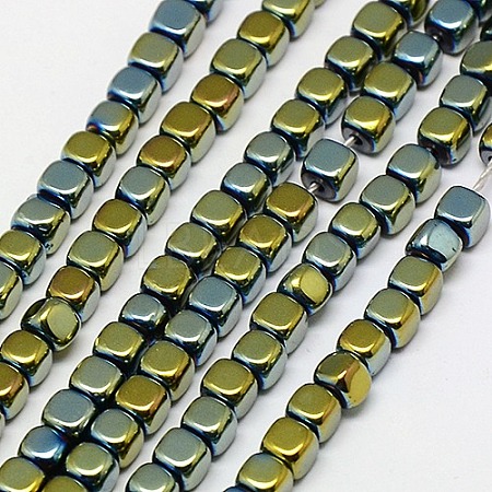 Electroplate Non-magnetic Synthetic Hematite Beads Strands G-J172-3x3mm-06-1