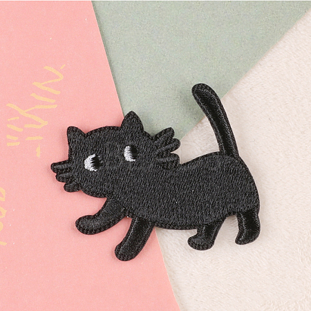 Cat Shape Computerized Embroidery Cloth Iron on/Sew on Patches DIAM-PW0015-10E-1