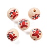 Printed Wood European Beads WOOD-G022-06H-1