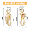 12Pcs 4 Styles Rack Plating Brass Hook Clasps KK-FH0005-43-2