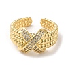 Rack Plating Real 18K Gold Plated Brass Criss Cross Open Cuff Rings RJEW-B048-06G-2