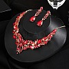 Teardrop Alloy Rhinestone Pendant Necklaces & Stud Dangle Earrings Sets WGA4CA9-09-1