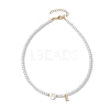 Brass Micro Pave Grade AAA Cubic Zirconia Letter Pendant Necklaces NJEW-JN04771-05-4