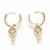 Brass Micro Pave Colorful Cubic Zirconia Dangle Hoop Earrings EJEW-S208-076-3