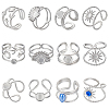 10Pcs 5 Styles 304 Stainless Steel Cuff Rings Components STAS-ME0003-25-1