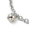 Clear Cubic Zirconia Round Ball Charm Bracelet with 304 Stainless Steel Cable Chains for Women BJEW-E108-11G-2