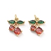 Cherry Rack Plating Brass Micro Pave Cubic Zirconia Charms KK-G512-24G-1