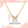 2Pcs 2 Colors Brass Micro Pave Clear Cubic Zirconia Butterfly Pendant Iron Chain Necklaces for Women NJEW-HY0001-20-2