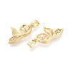 Brass Micro Pave Clear Cubic Zirconia European Dangle Charms Bails KK-N276-16G-2
