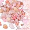 130Pcs 11 Styles Synthetic Coral & Natural Pink Opal & Dyed Malaysia Jade & Rose Quartz & Pink Aventurine Beads G-YW0002-98-4