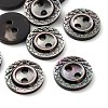 Natural Black Lip Shell Flat Round Buttons with Carved Rim SH-CBA18B6-02B-06-1