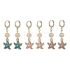 Starfish Synthetic Crackle Quartz Hoop Earrings EJEW-JE05351-1