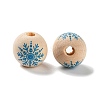Printed Wood European Beads WOOD-Z002-08G-2