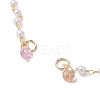 Brass & ABS Imitation Pearl & Cubic Zirconia Beaded Chain Bracelet Making AJEW-JB01150-37-2