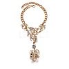 Wave Shape Zinc Alloy Rhinestone Link Ring Bracelets FS-WGF2CBB-01-3