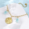 304 Stainless Steel Cable Chain Charm Bracelets BJEW-L708-02G-3