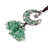 Natural Green Aventurine Moon with Chips Tassel Pendant Decorations G-L524-07R-B06-3